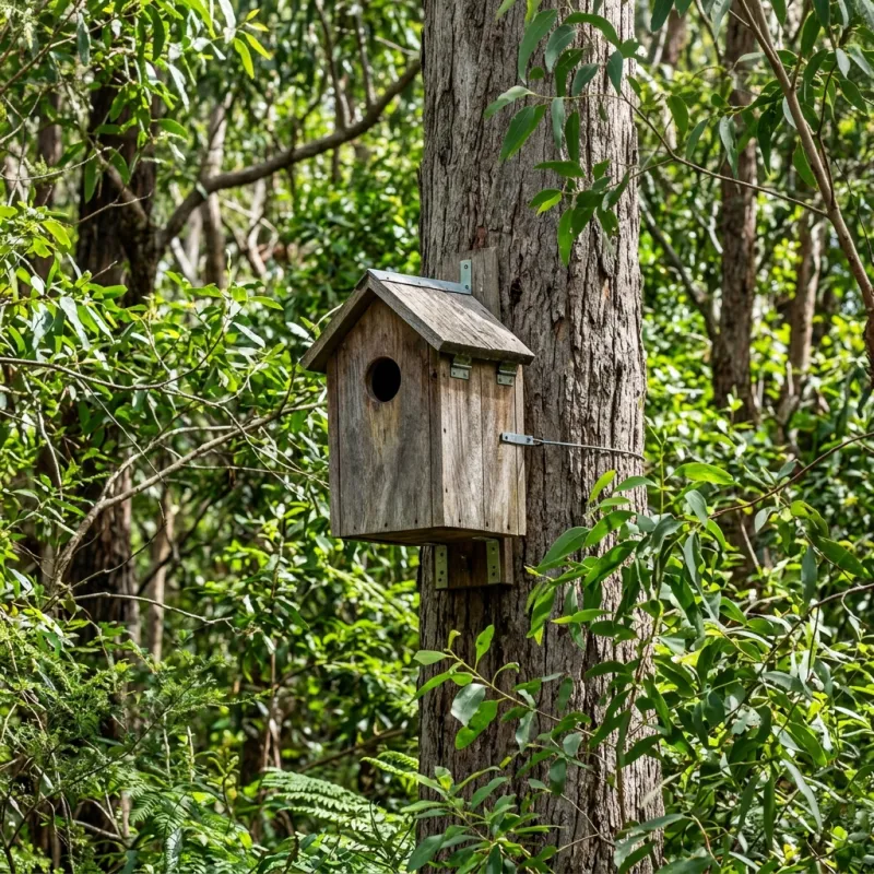 Animal nesting box installed as a humane alternative to a Avonsleigh roof cavity