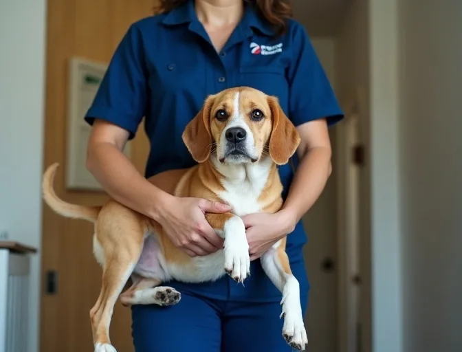Technician respectfully transporting a deceased dog in Avonsleigh